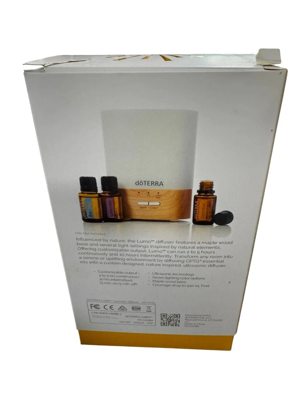 Dōterra LUMO Aroma Diffuser Original Box, Charger Adapter, Instructions Included